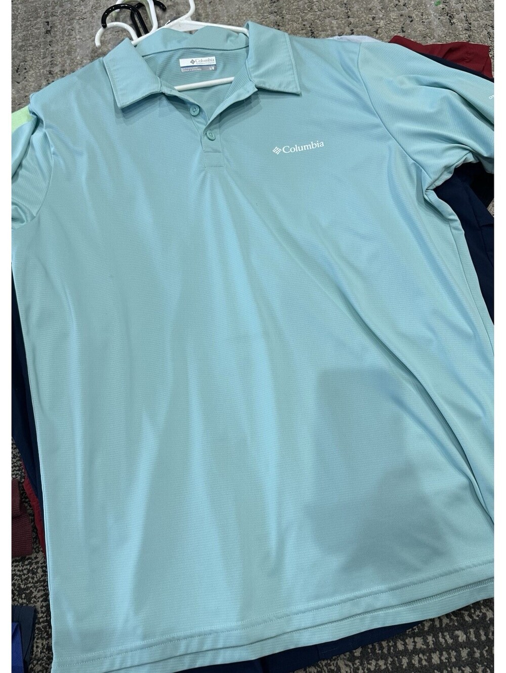 Columbia Omni-Wick Mens Blue Polo Shirt L Short Sleeve Collared Solid Logo